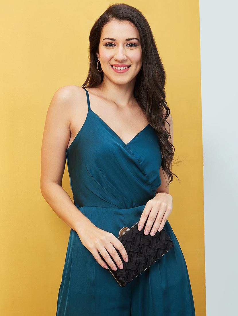 women teal green shoulder strap full leg jumpsuit - 20646110 - Standard Image - 3