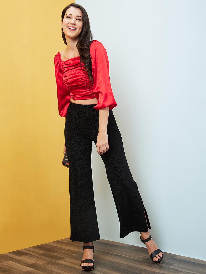 red solid crop top - 20646120 - Standard Image - 3