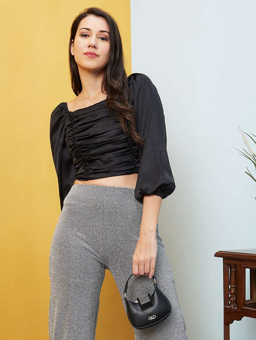 black solid crop top