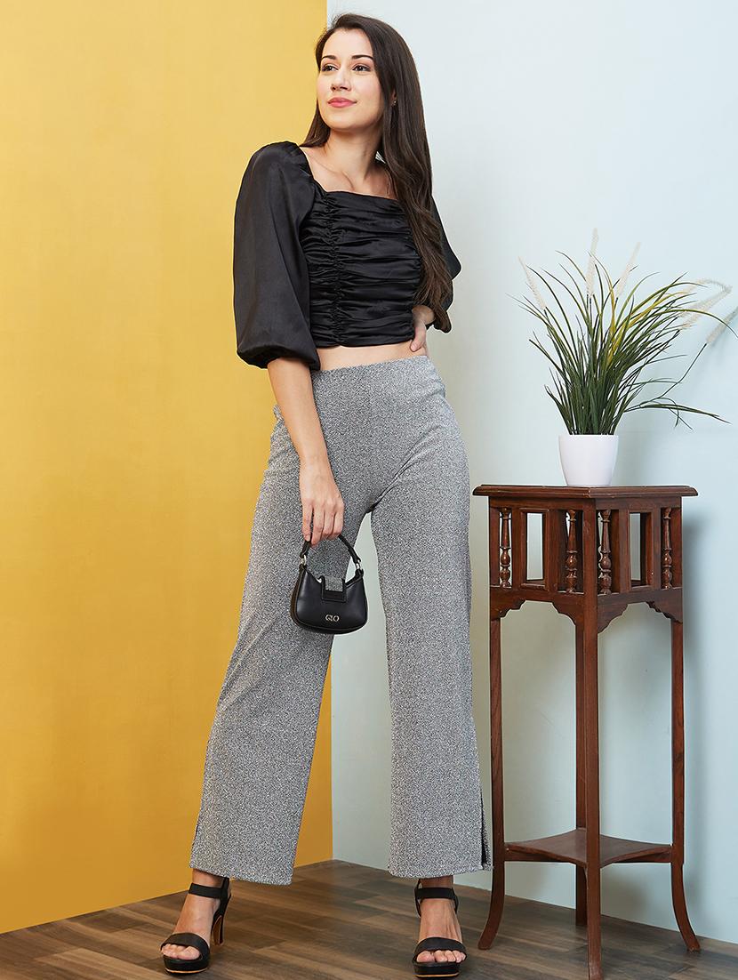 black solid crop top - 20646121 - Standard Image - 3