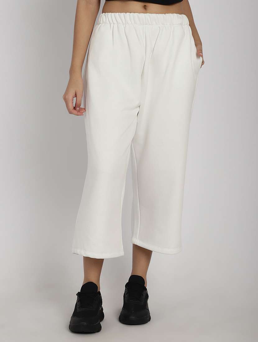 women solid flat front culottes