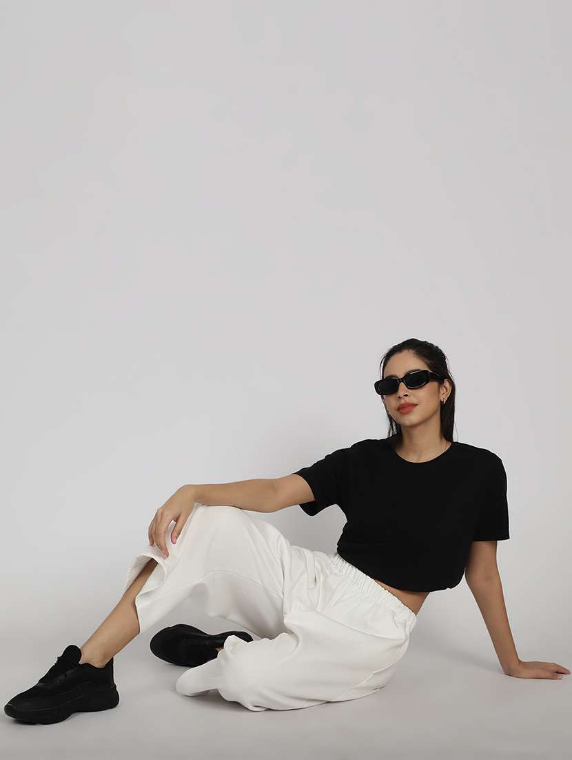 women solid flat front culottes - 20646187 -  Standard Image - 3