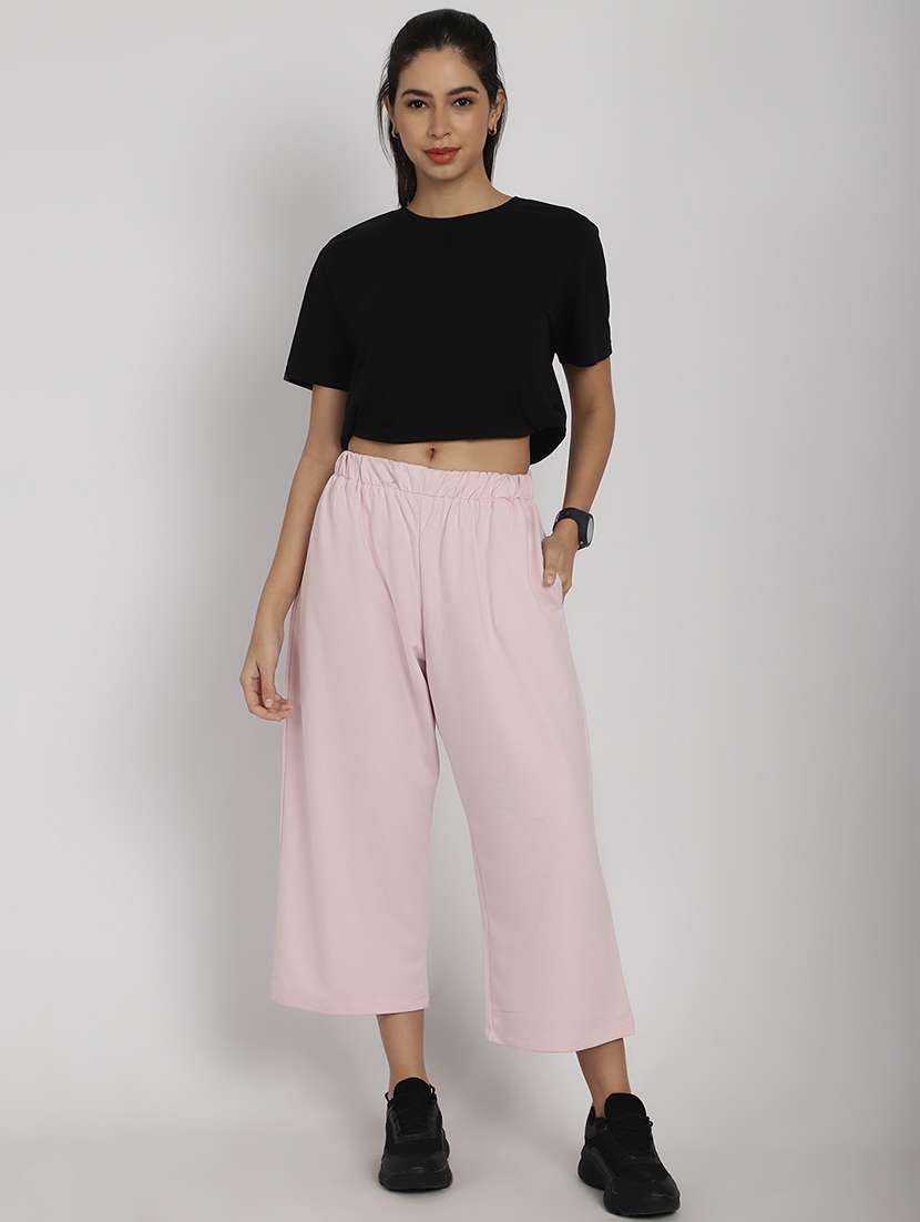 women solid flat front culottes - 20646188 -  Standard Image - 3