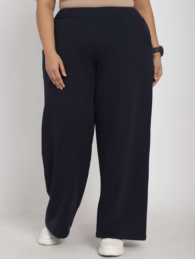 women solid flat front tailored trouser