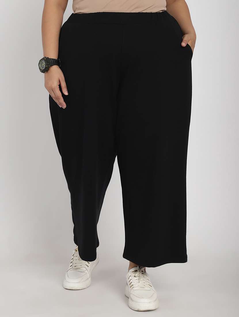 women solid flat front tailored trouser