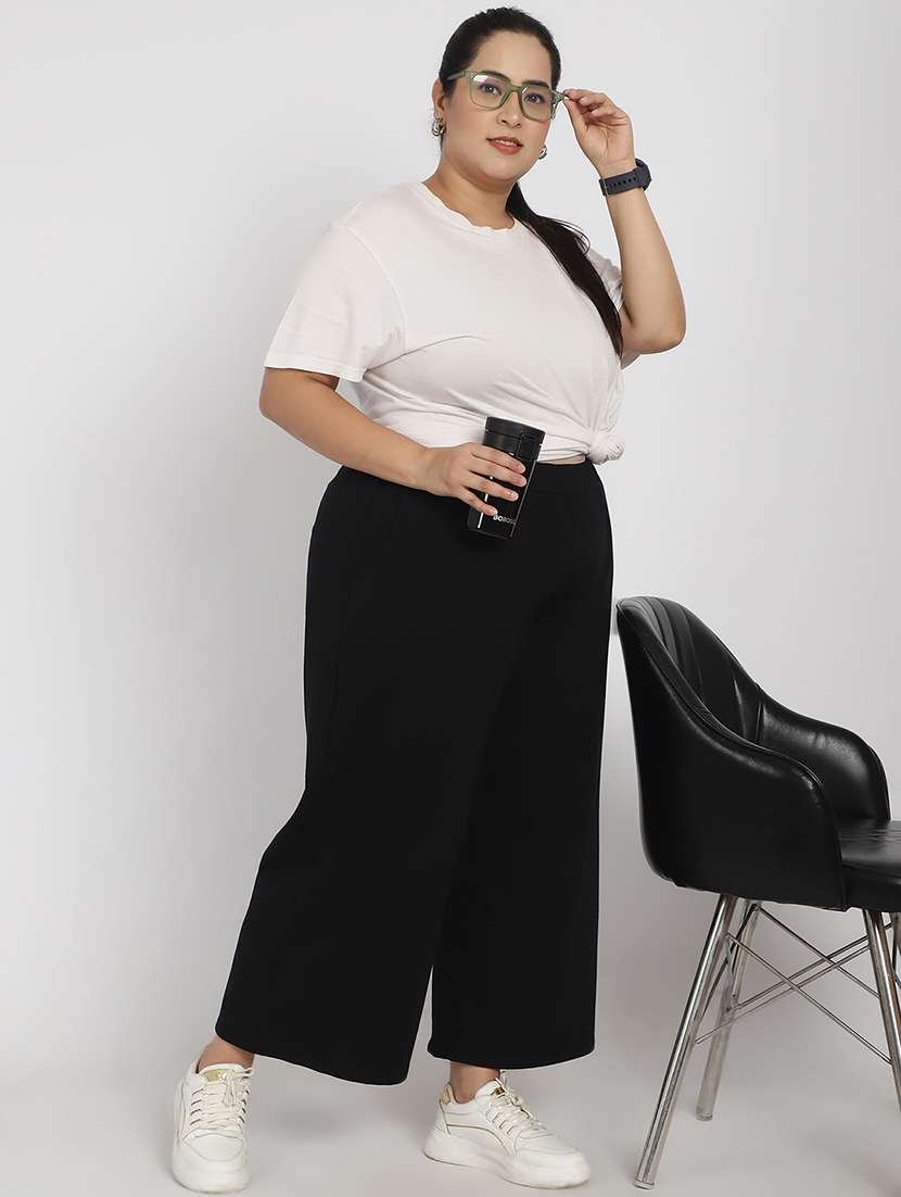 women solid flat front tailored trouser - 20646201 -  Standard Image - 3