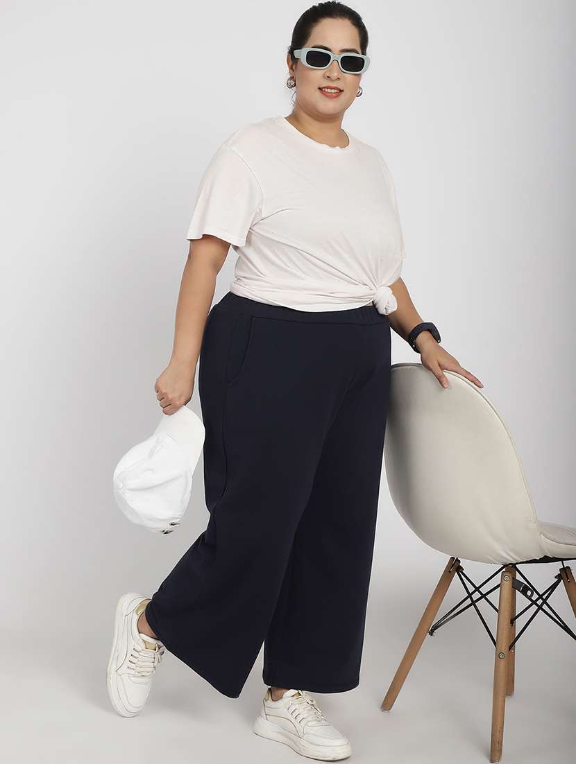 women solid flat front tailored trouser - 20646205 -  Standard Image - 3