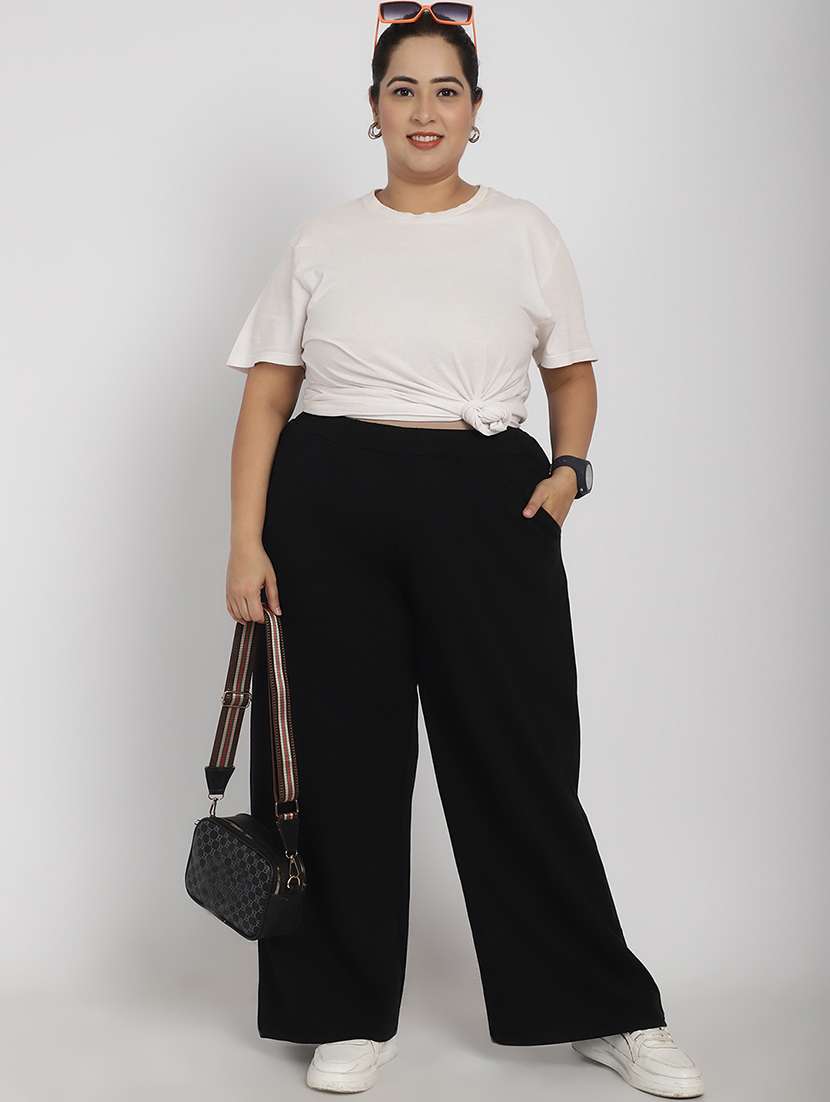 women solid flat front tailored trouser - 20646207 -  Standard Image - 3