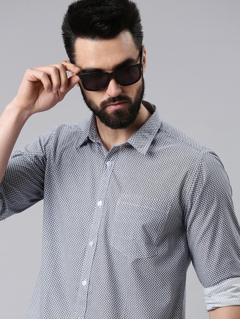 grey cotton blend casual shirt - 20649067 - Standard Image - 3
