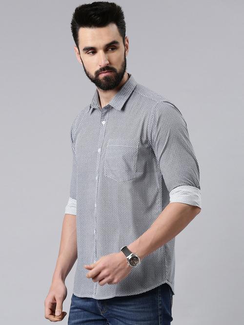 grey cotton blend casual shirt - 20649068 -  Standard Image - 0