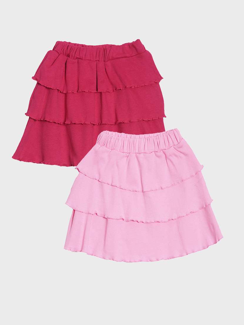 pack of 2 kids multi coloured solid layered skirts - 20649366 - Zoom Image - 0