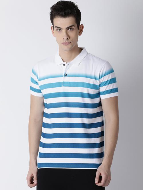 men polo neck striped t-shirt - 20649435 - Standard Image - 0