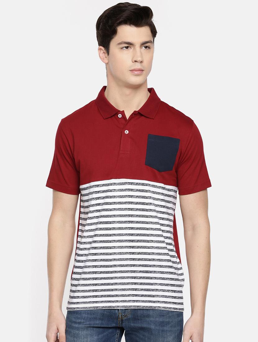 men polo neck color block t-shirt - 20649734 -  Zoom Image - 0