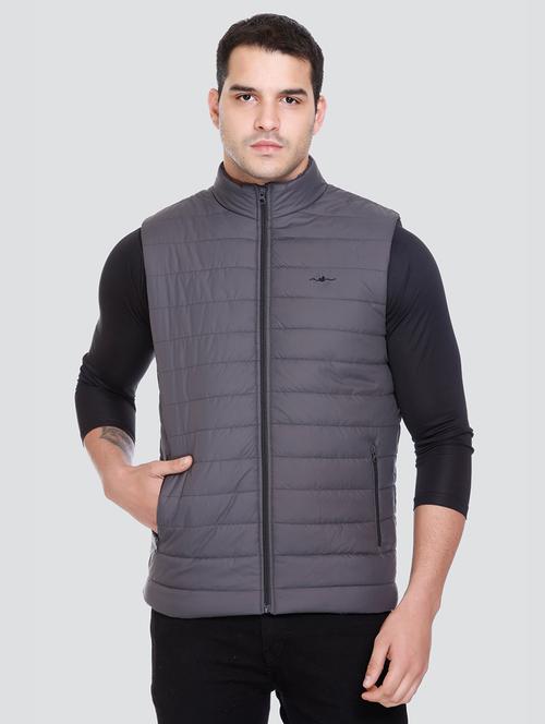 men sleeveless solid quilted jacket - 20650181 - Standard Image - 0