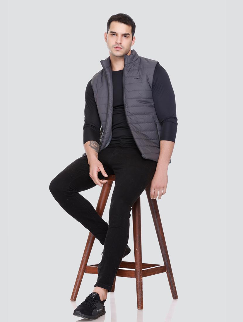 men sleeveless solid quilted jacket - 20650181 - Standard Image - 3