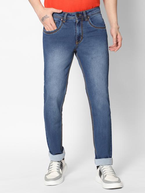 men mid rise denim washed jeans - 20650219 - Standard Image - 0