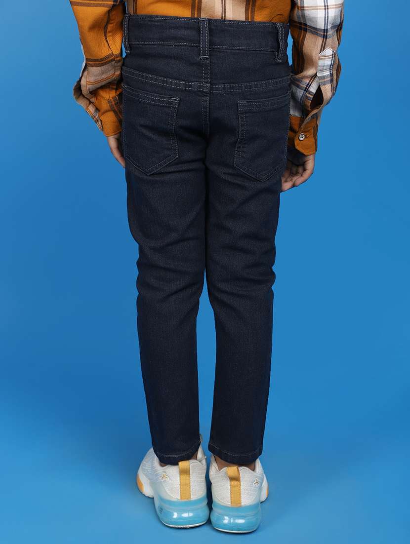 solid navy blue slim fit denim jeans - 20650689 -  Standard Image - 3