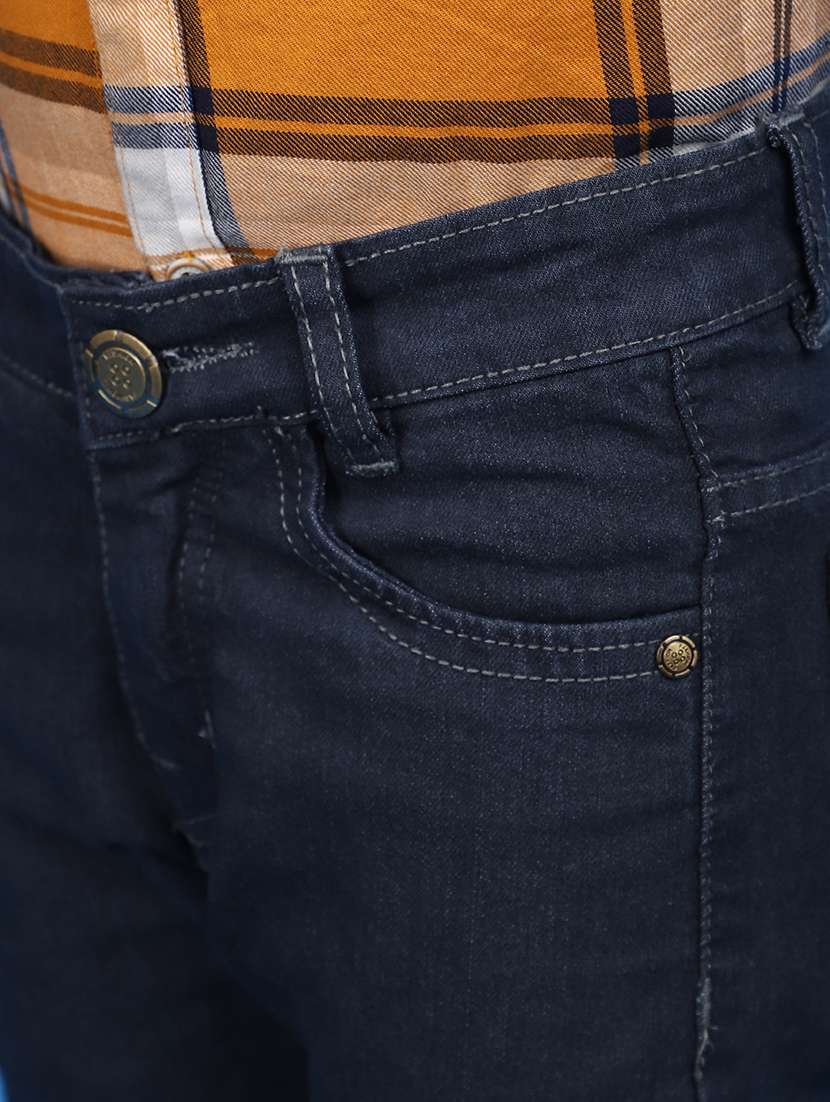 solid navy blue slim fit denim jeans - 20650689 -  Standard Image - 5