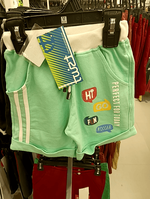 light green cotton loop knit shorts & three fourth - 20652333 - Standard Image - 0
