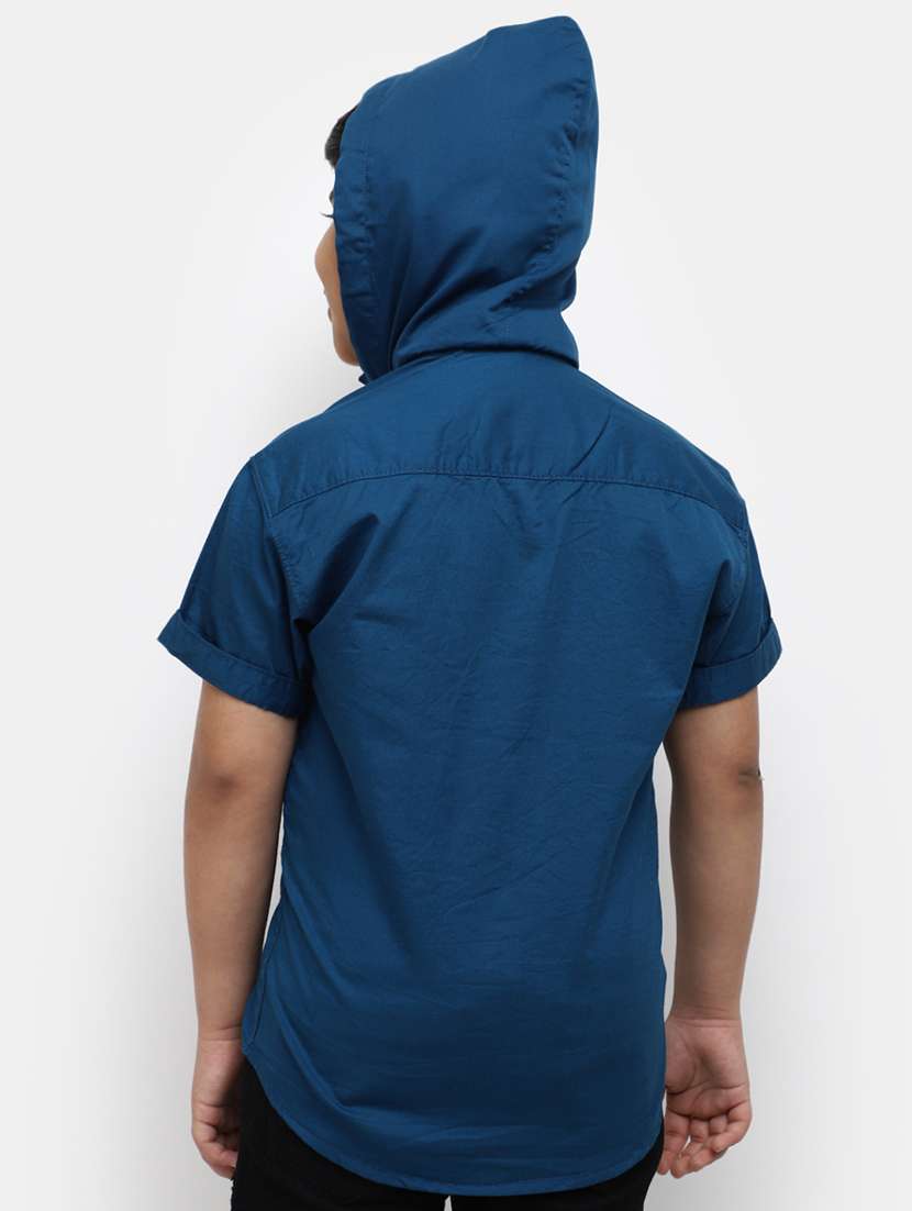 blue placement print hood neck shirt - 20653498 -  Standard Image - 3