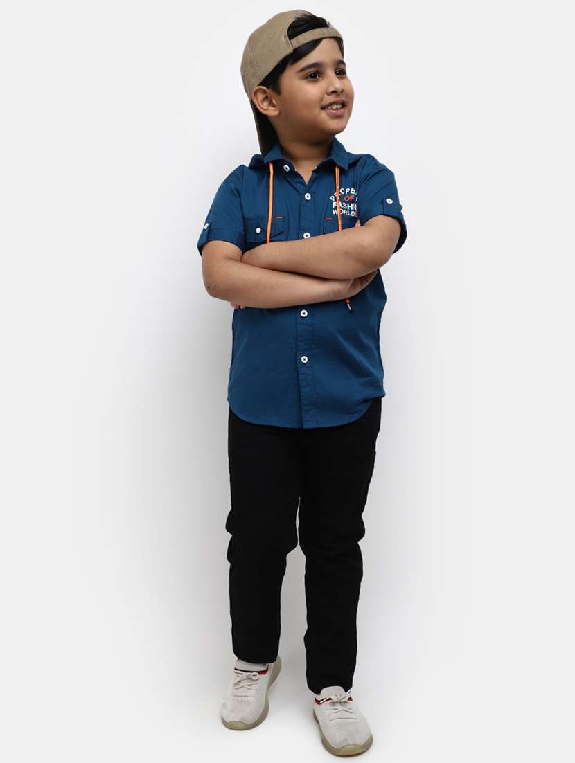 blue placement print hood neck shirt - 20653498 -  Standard Image - 5