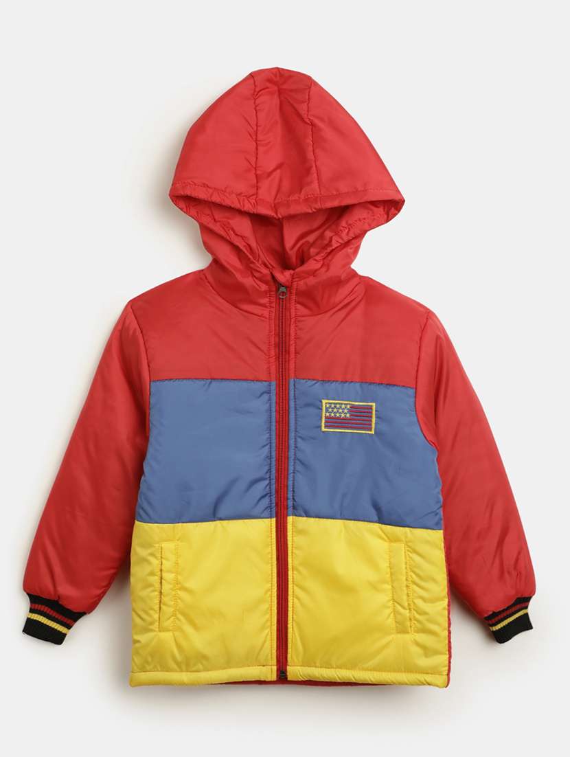 boys color block quilted jacket