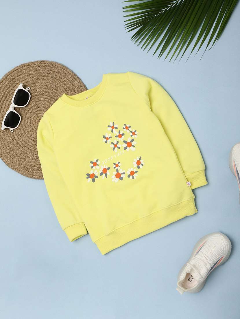 yellow front printed detailed sweatshirt - 20656436 -  Zoom Image - 0