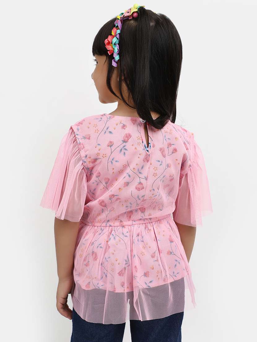 girls pink floral printed top - 20656962 -  Standard Image - 3