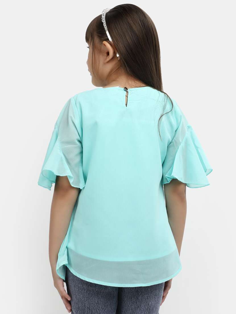 girls light blue solid top - 20657054 -  Standard Image - 3