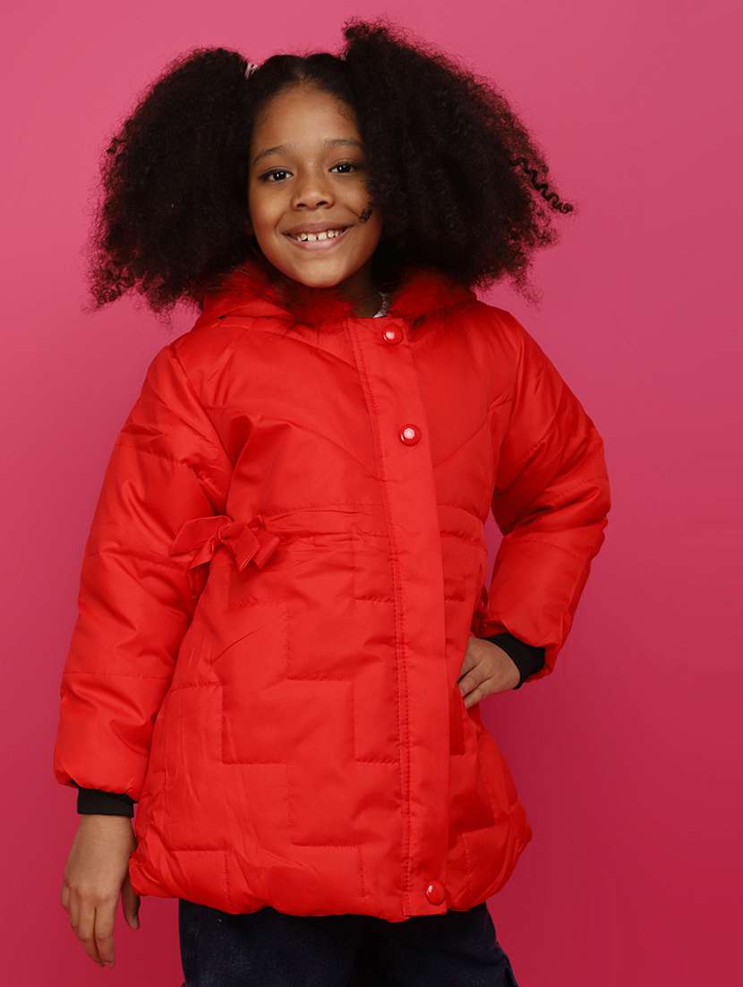 girls solid hooded jacket - 20657402 -  Zoom Image - 0
