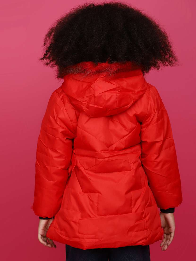 girls solid hooded jacket - 20657402 -  Standard Image - 3