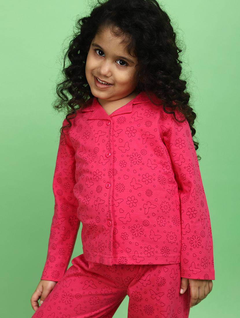 fuchsia cotton poly cotton pyjama set nightwear - 20657606 - Standard Image - 3