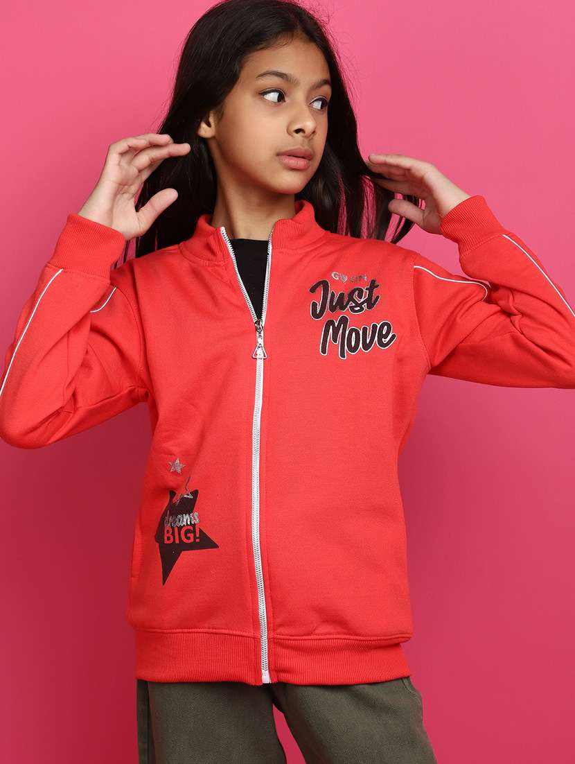 red printed detailed casual jacket - 20658030 -  Zoom Image - 0