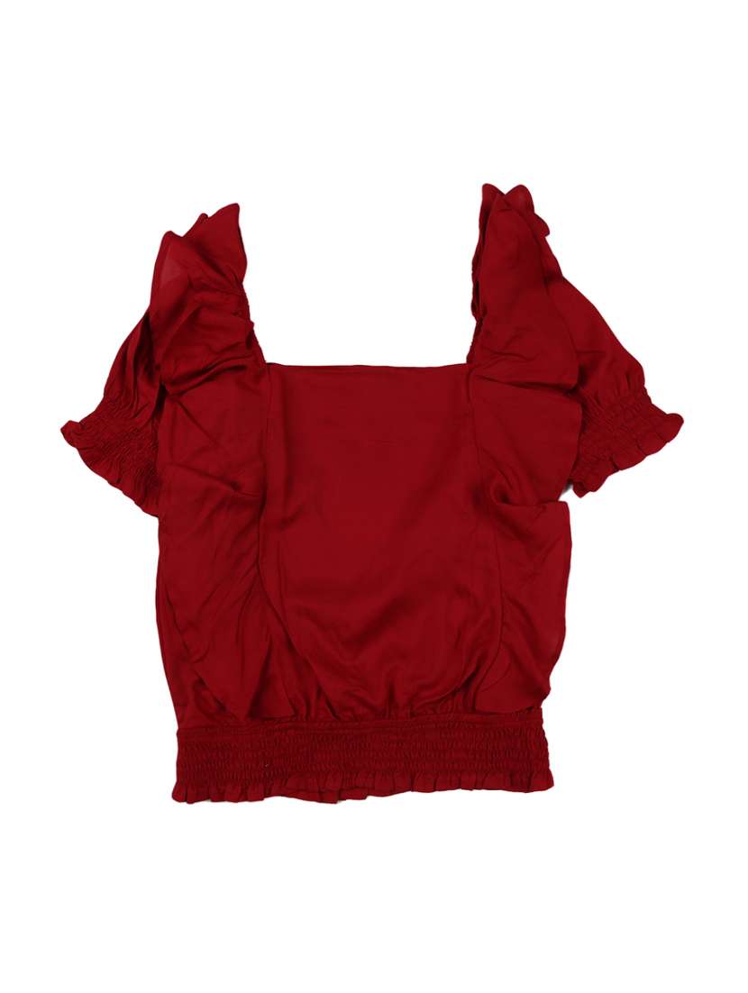 girls squared neck blouson top