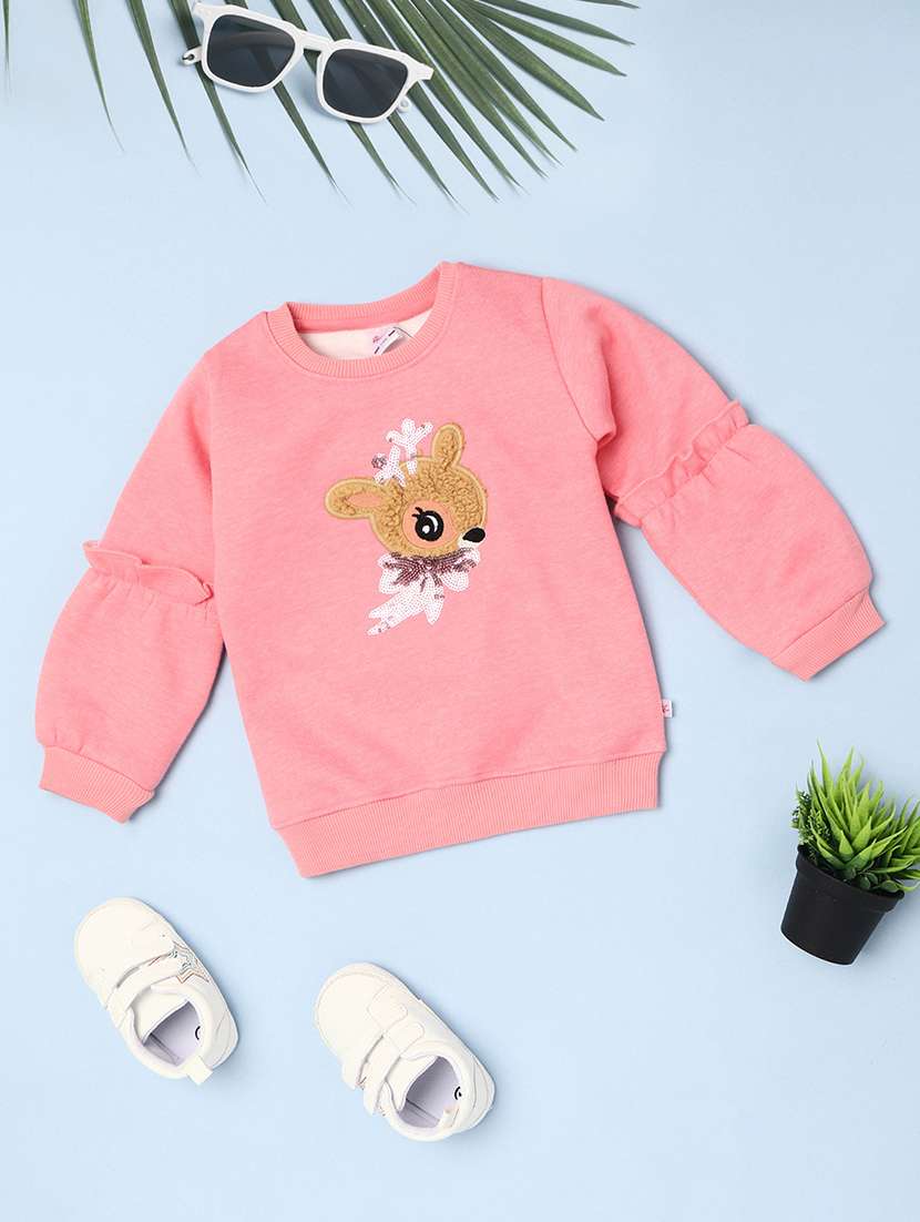 pink front print detailed sweatshirt