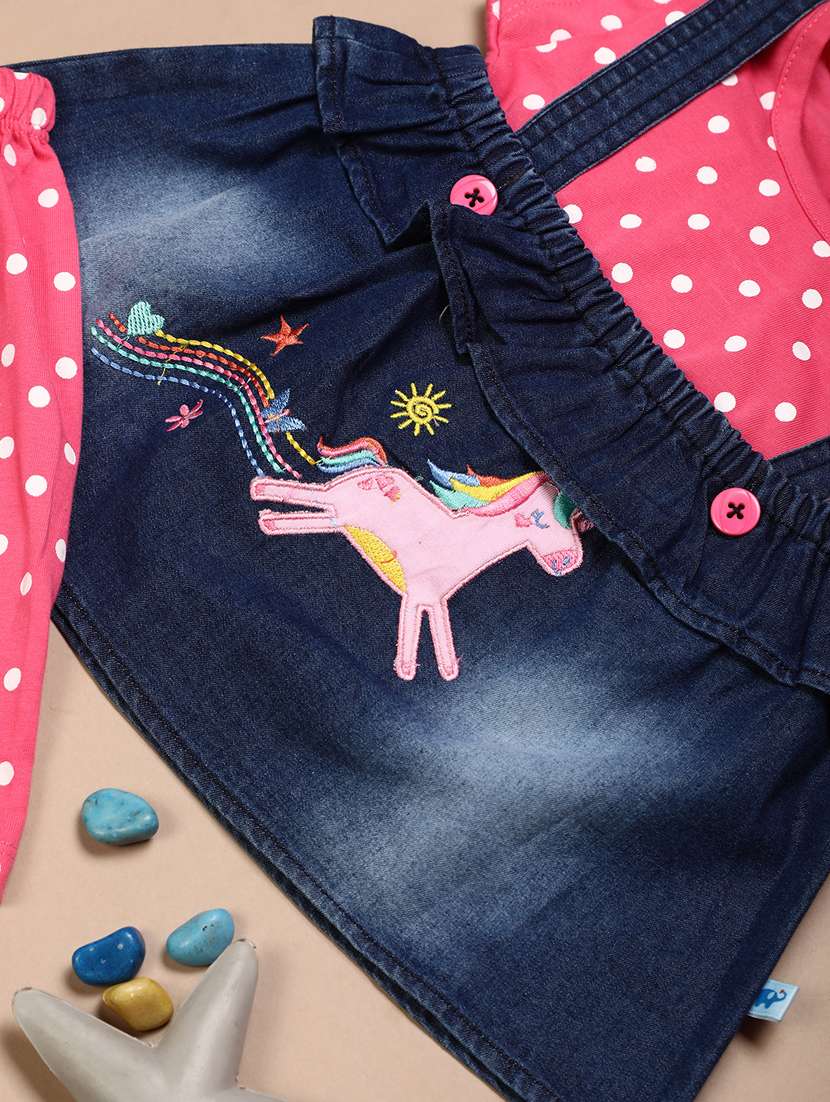 polka dots print full length sets with dungarees - 20661079 -  Standard Image - 3