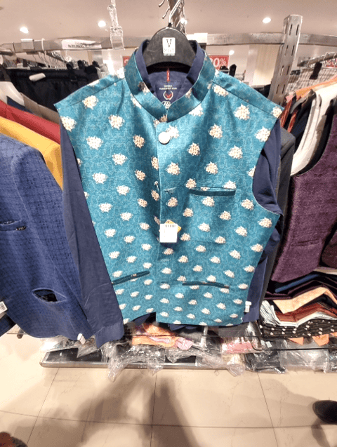 teal polyester nehru jacket - 20663860 -  Standard Image - 0