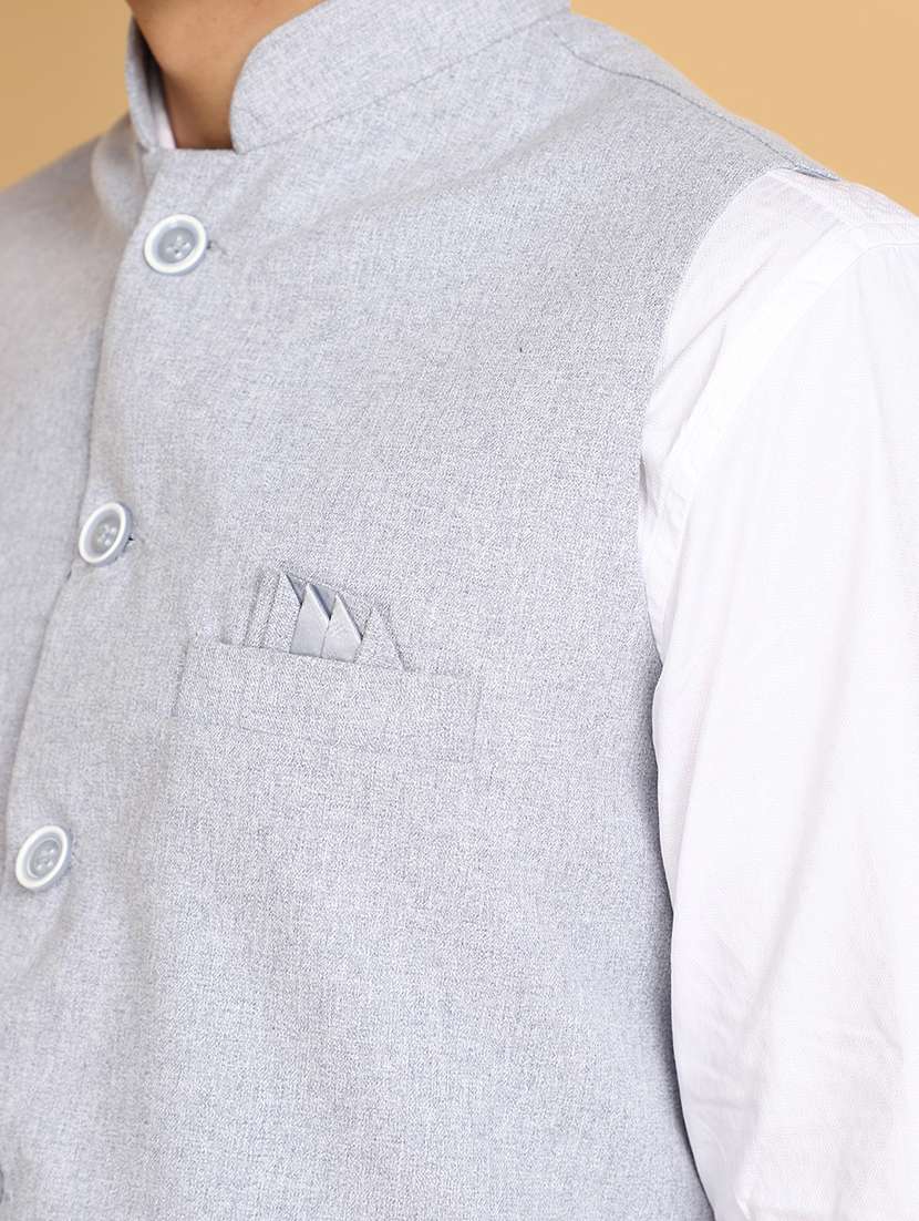 men solid color nehru jacket - 20663875 -  Standard Image - 5