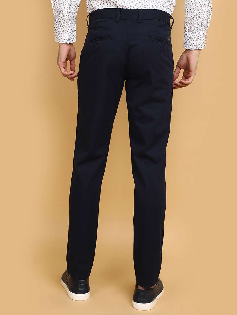 navy blue cotton chinos casual trousers - 20664164 -  Standard Image - 3