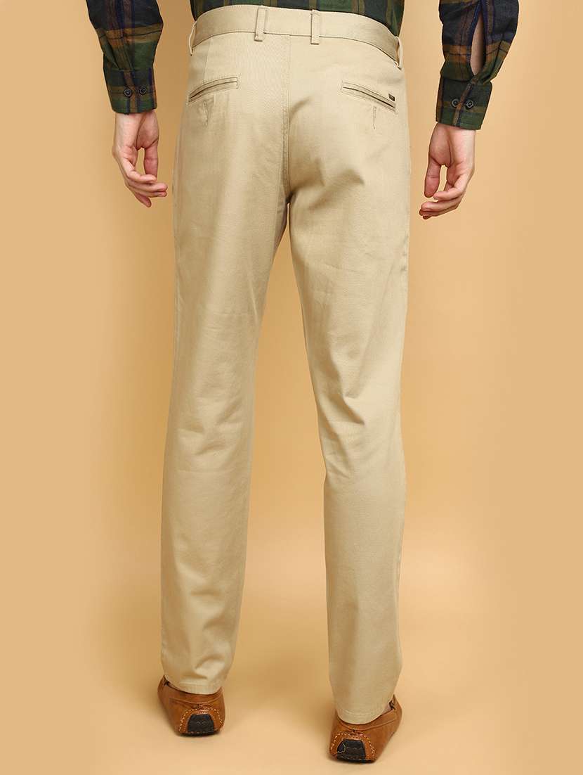 khaki cotton chinos casual trousers - 20664165 -  Standard Image - 3