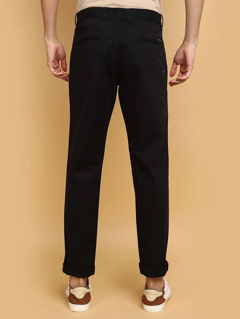 black cotton chinos casual trousers - 20664167 -  Standard Image - 3