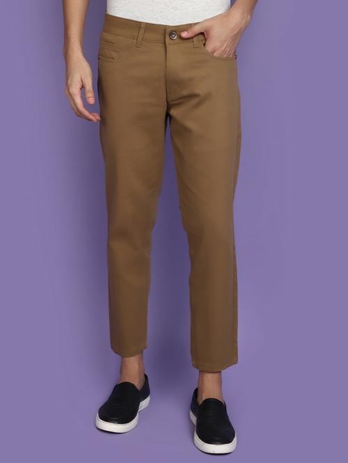 khaki cotton chinos casual trousers - 20664590 - Standard Image - 0