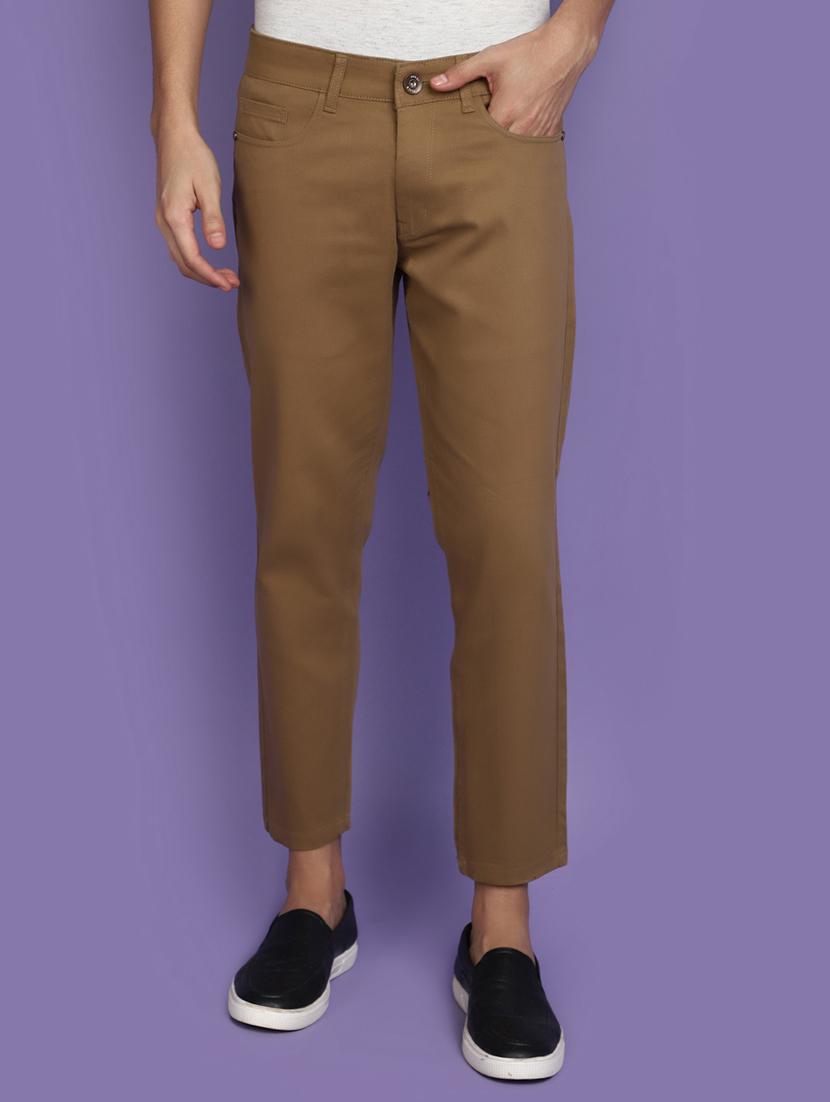 khaki cotton chinos casual trousers - 20664590 - Zoom Image - 0
