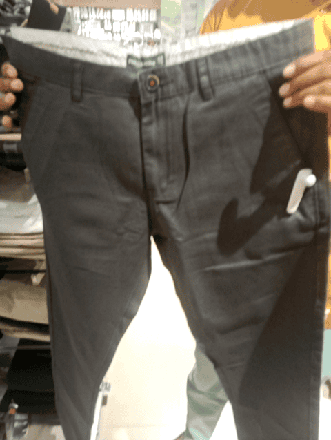 grey dobby casual trousers - 20664593 -  Zoom Image - 0
