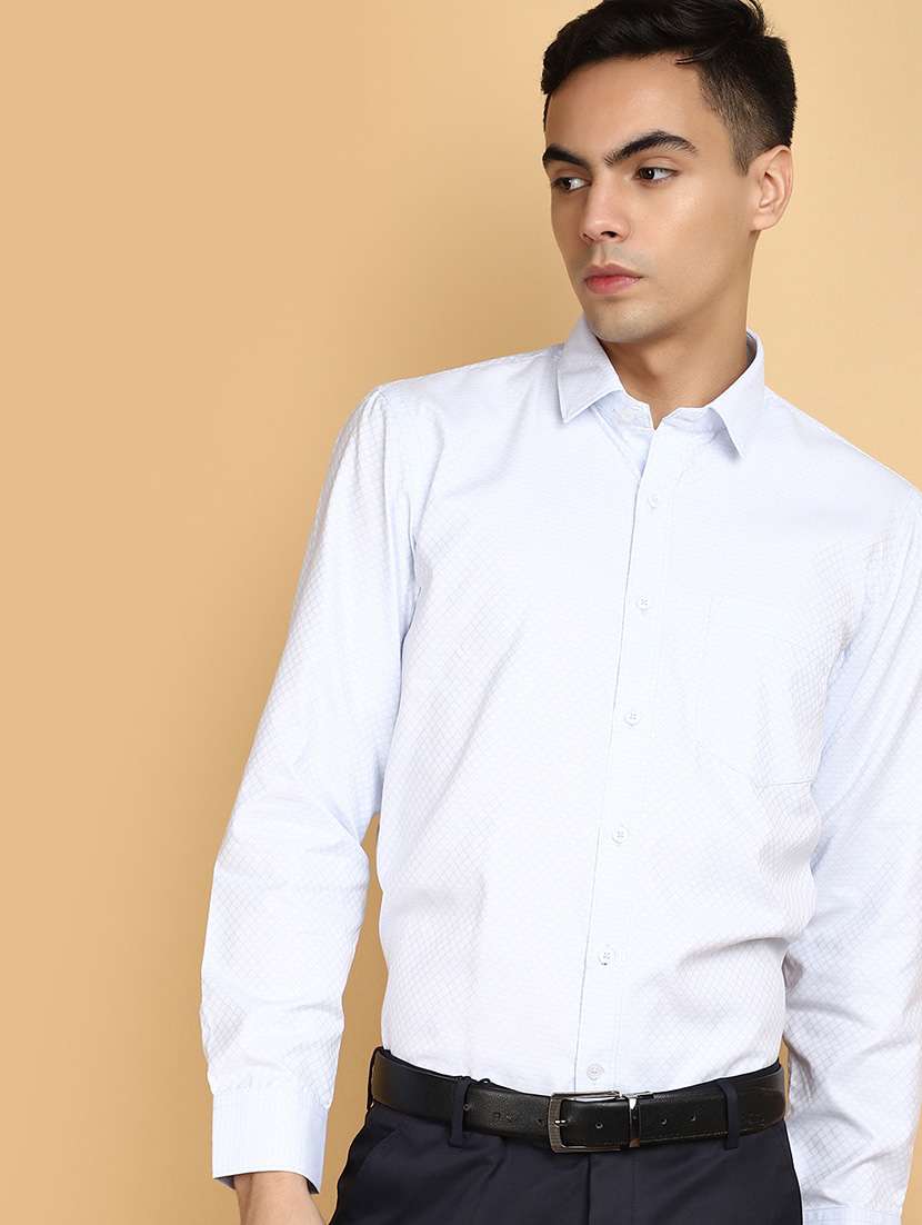 men white self design formal shirt - 20668400 -  Standard Image - 3