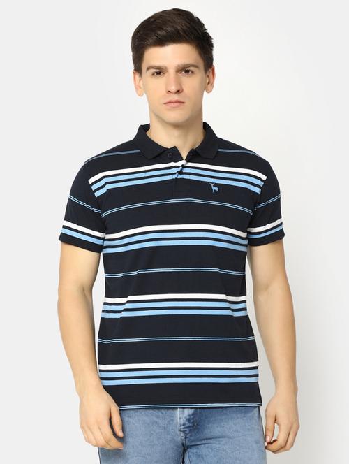 men polo neck striped t-shirt - 20669912 - Standard Image - 0