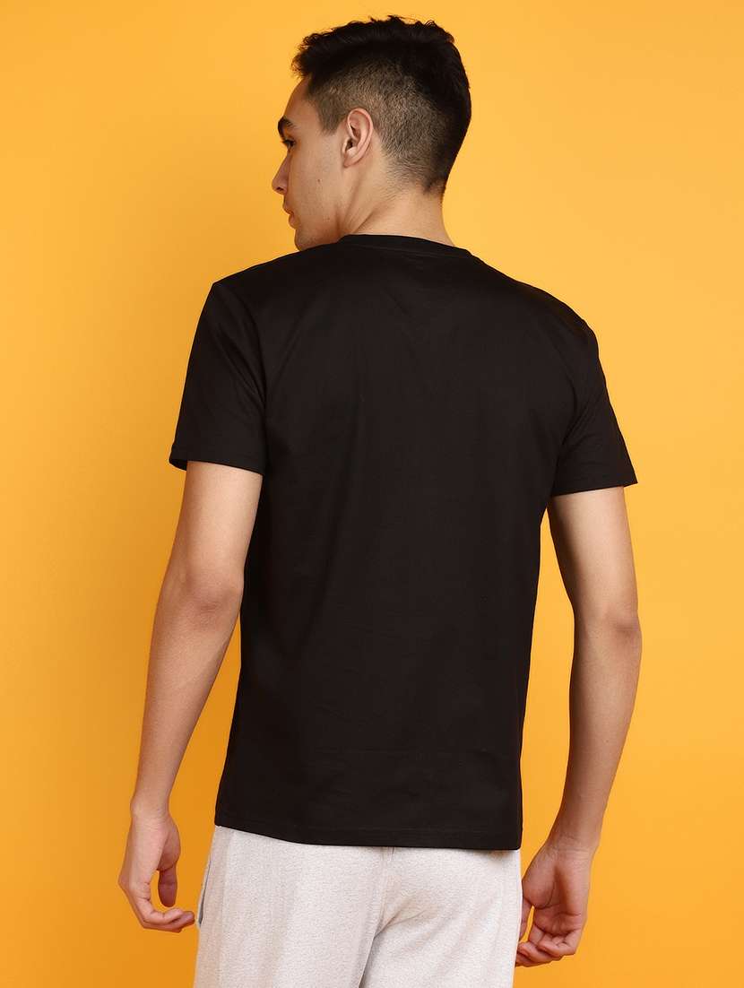 solid black cotton casual t-shirt - 20670805 -  Standard Image - 3