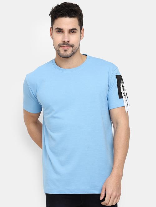 men round neck placement print t-shirt - 20671954 - Standard Image - 0