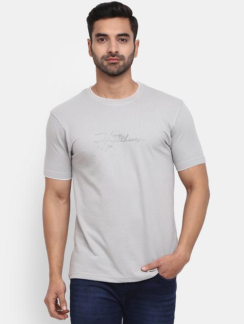 grey self design printed detailed t-shirt - 20672397 - Standard Image - 0