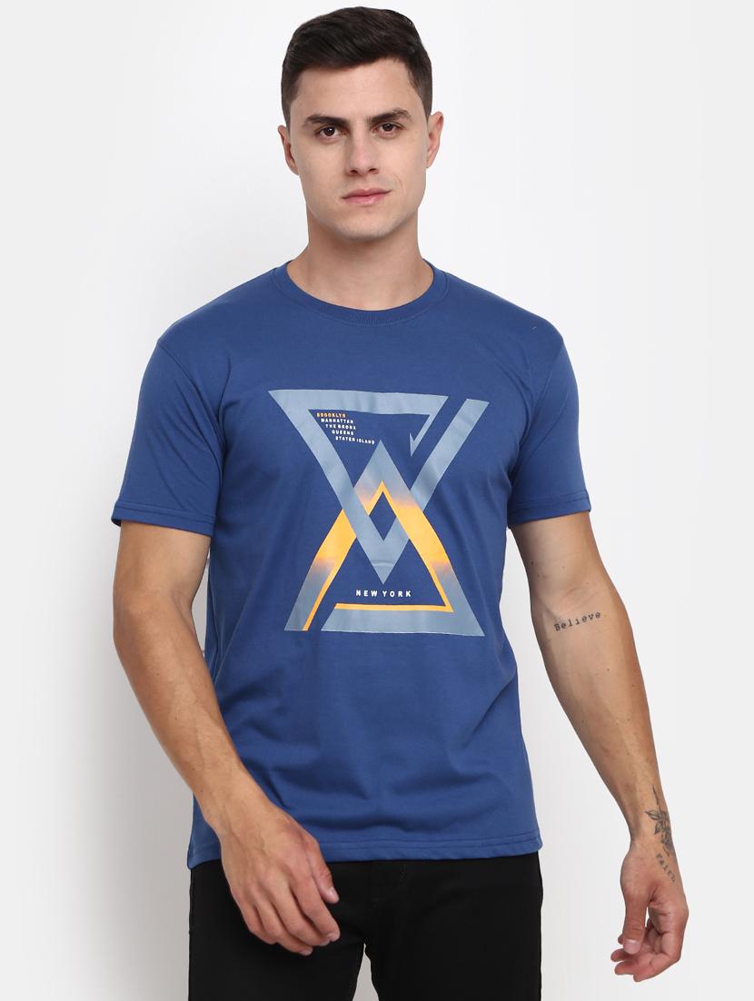 blue front printed regular t-shirt - 20672402 - Zoom Image - 0